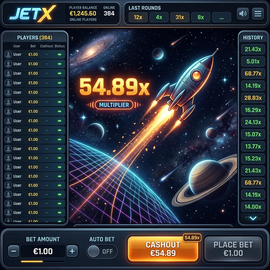 Краш-игра JetX с космической тематикой и быстрой выплатой