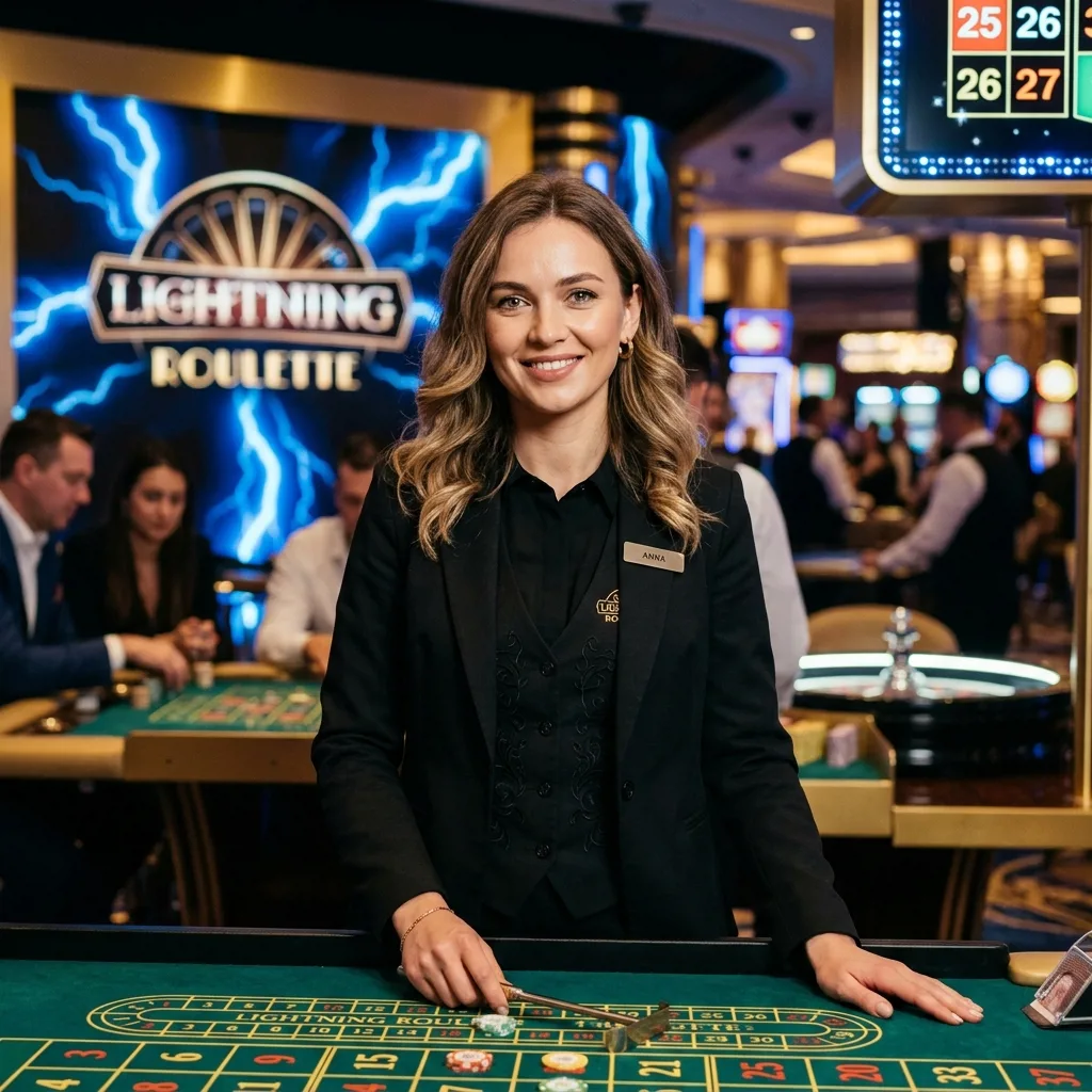 Дилер Анна за столом Lightning Roulette