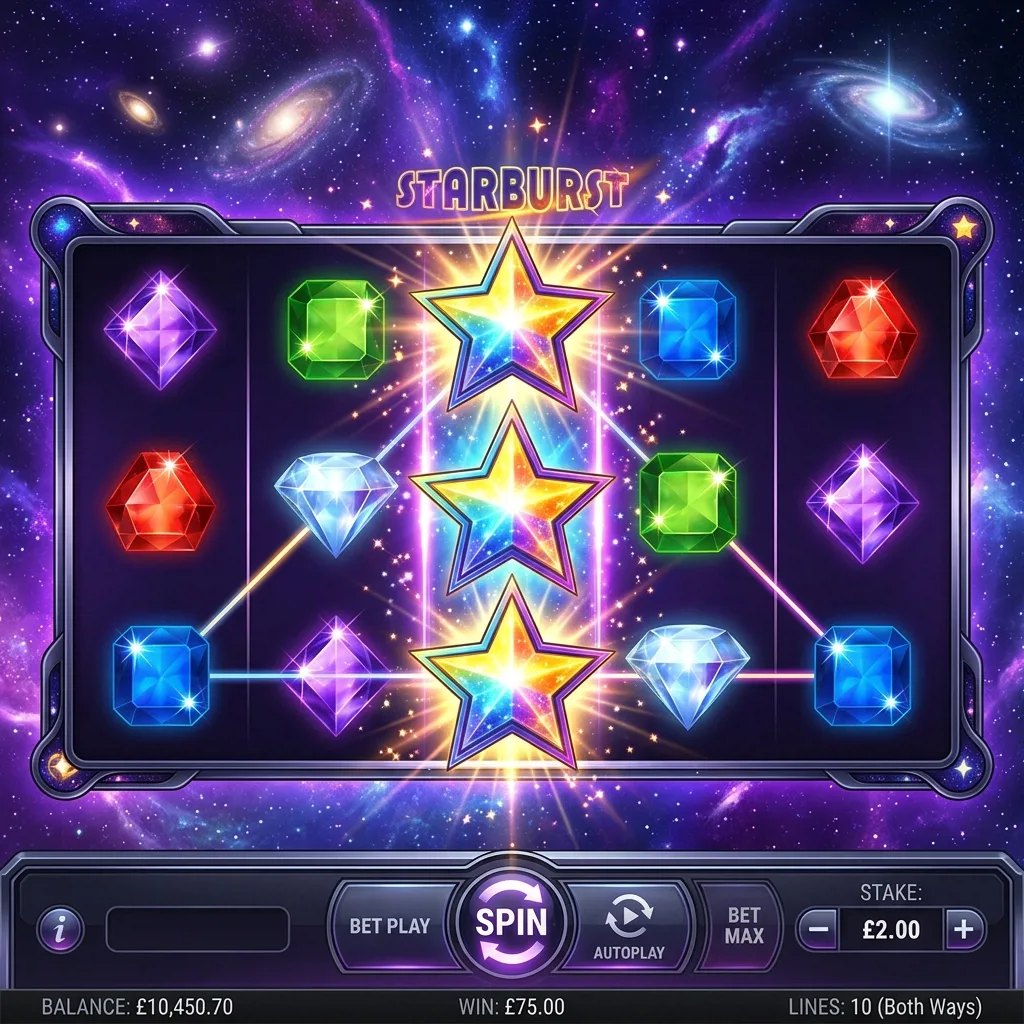 Космический слот Starburst с расширяющимися вайлдами
