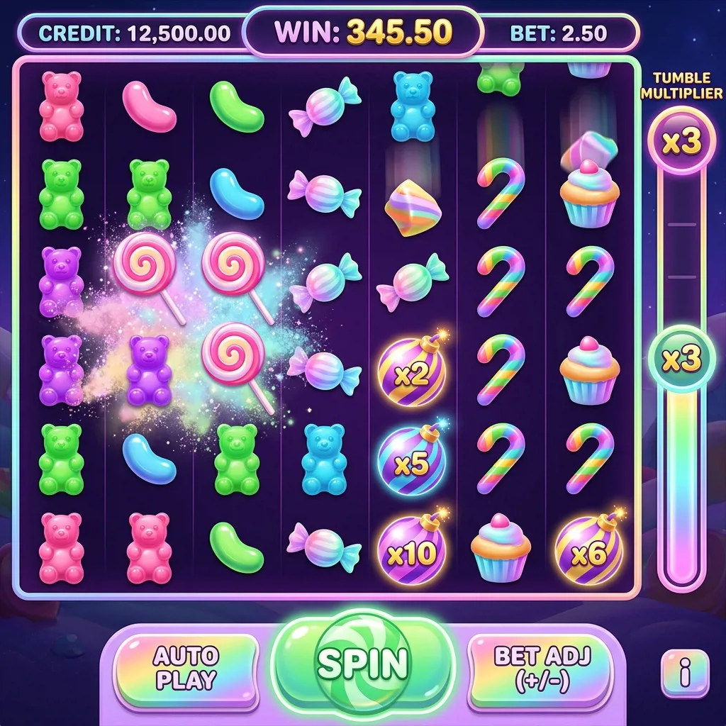 Яркий слот с каскадными выигрышами и множителями